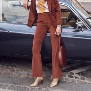 NWT Sezane Corduroy Martin Pants in MOKA Size FR34/US2